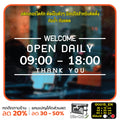 สติ๊กเกอร์ติดกระจก สติกเกอร์ร้านกาแฟ เวลา เปิด-ปิด ร้าน มีเลขสำรองให้เปลี่ยนเวลา (G0015_EN) ป้ายเวลา สติกเกอร์แต่งร้าน