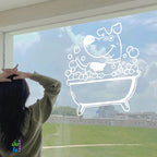 สติ๊กเกอร์ติดกระจก อาบน้ำตัดขน รูปสุนัข รูปหมา dog แต่งร้านสัตว์เลี้ยง ร้านตัดขน ตกแต่งบ้าน สติกเกอร์แต่งร้าน สติกเกอร์ไดคัท สติ๊กเกอร์ G0388