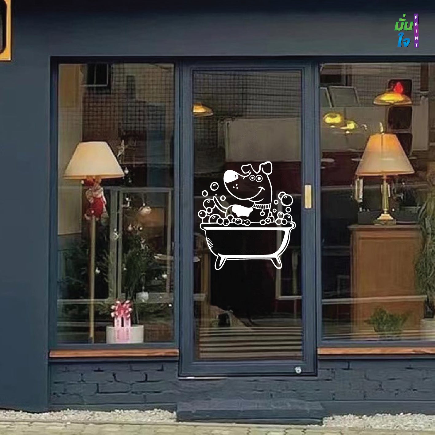 สติ๊กเกอร์ติดกระจก อาบน้ำตัดขน รูปสุนัข รูปหมา dog แต่งร้านสัตว์เลี้ยง ร้านตัดขน ตกแต่งบ้าน สติกเกอร์แต่งร้าน สติกเกอร์ไดคัท สติ๊กเกอร์ G0388
