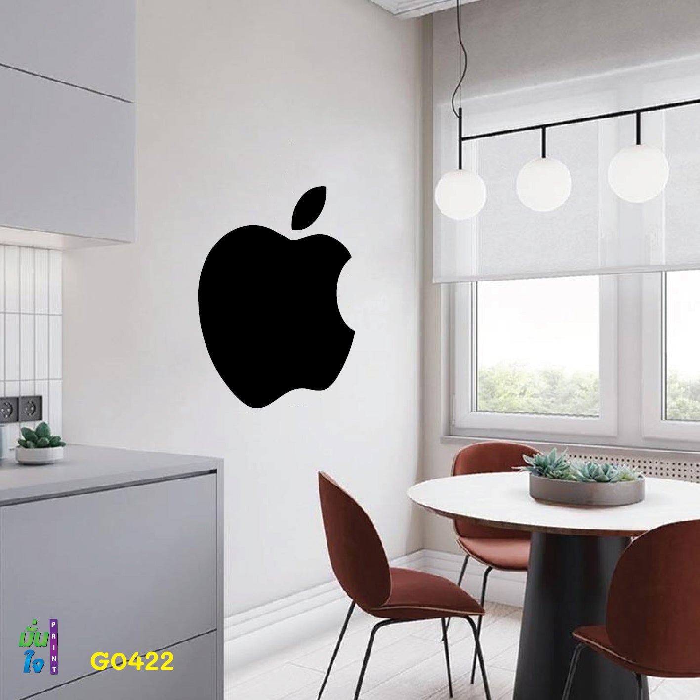 สติ๊กเกอร์ติดกระจก รูปแอปเปิ้ล apple ตกแต่งบ้าน แต่งร้านมือถือ สติกเกอร์ไดคัท สติ๊กเกอร์ G0422