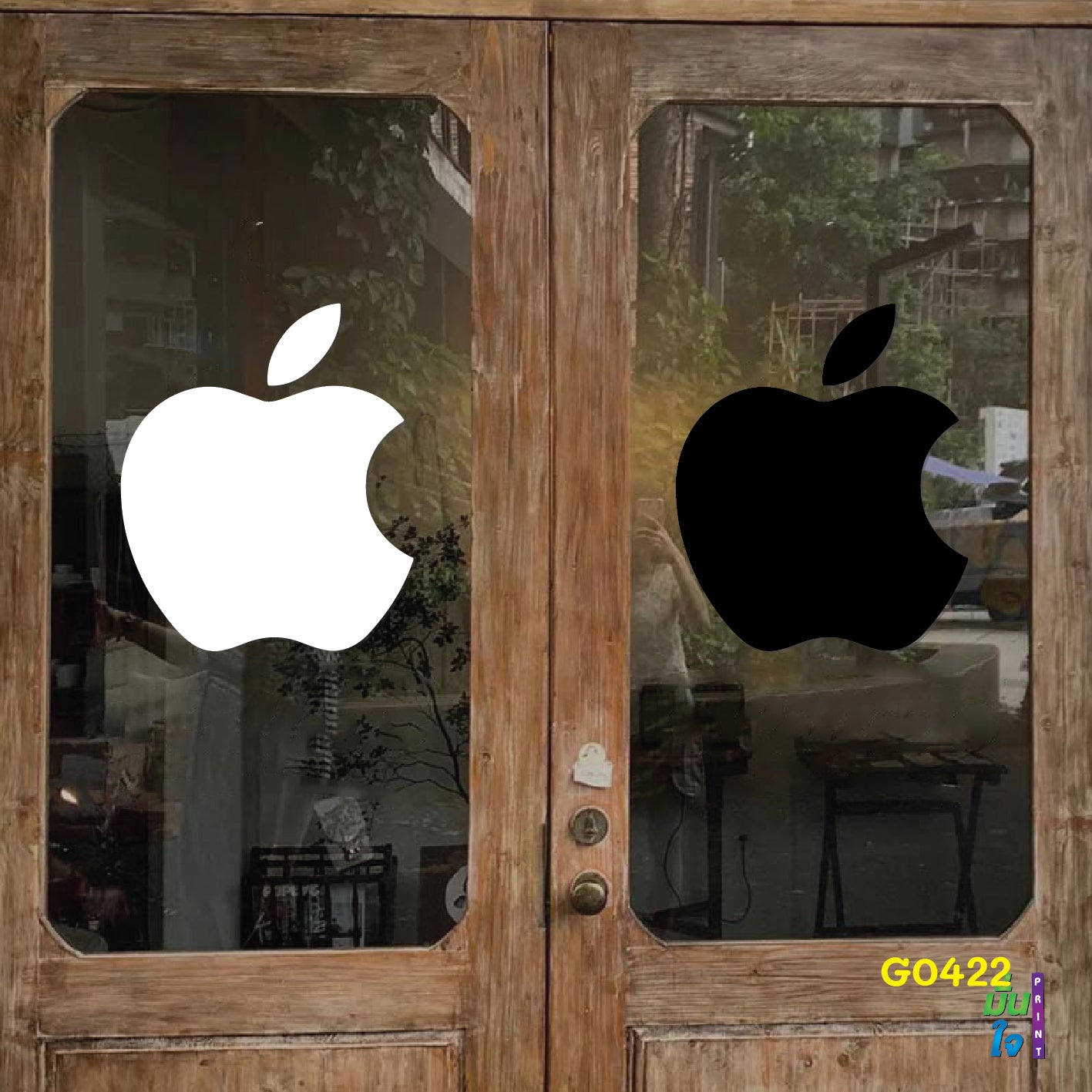 สติ๊กเกอร์ติดกระจก รูปแอปเปิ้ล apple ตกแต่งบ้าน แต่งร้านมือถือ สติกเกอร์ไดคัท สติ๊กเกอร์ G0422