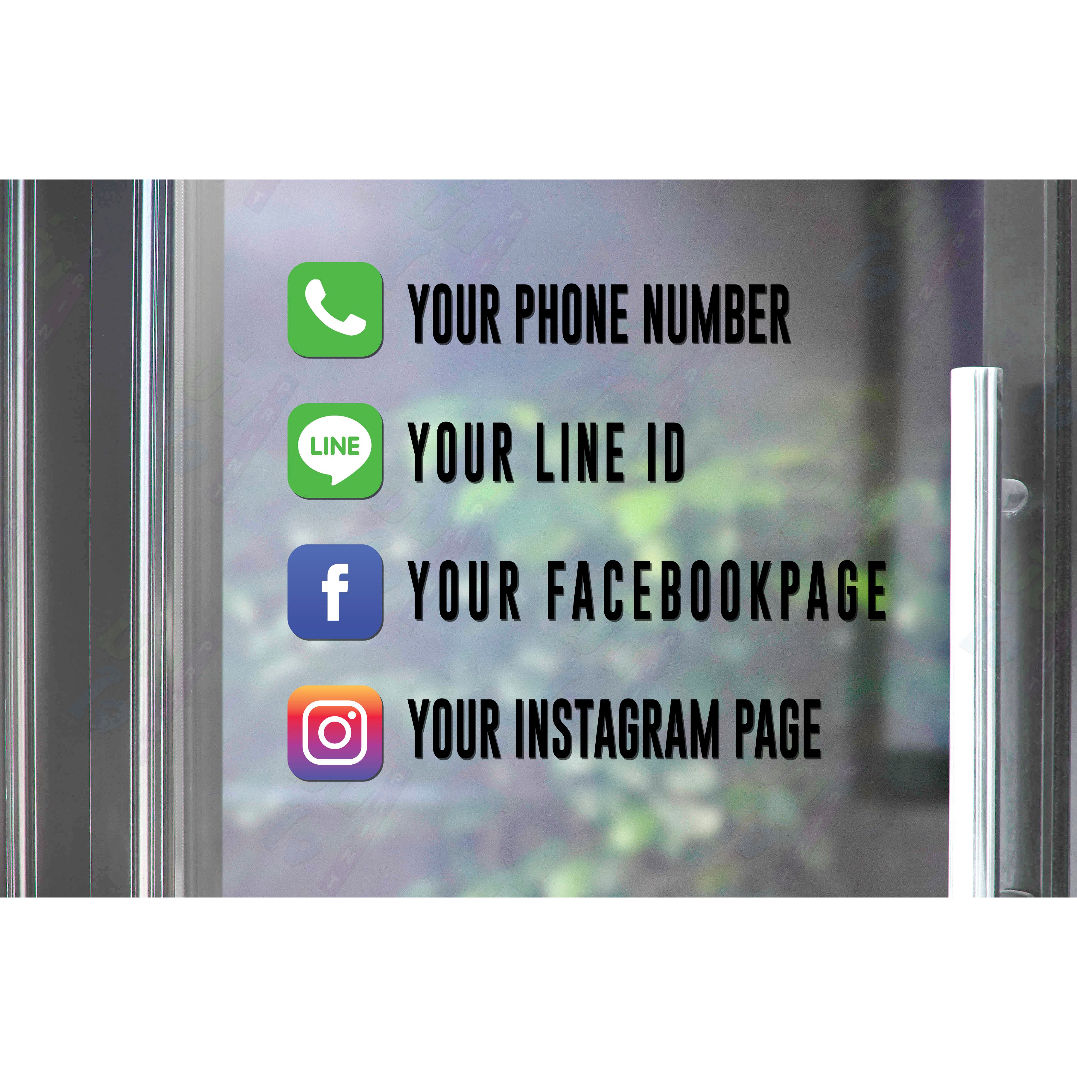 สติกเกอร์ติดกระจก Size 35 x 35-40 cm. ชื่อร้านค้า เบอร์โทร id line facebook instagram (PG0001)